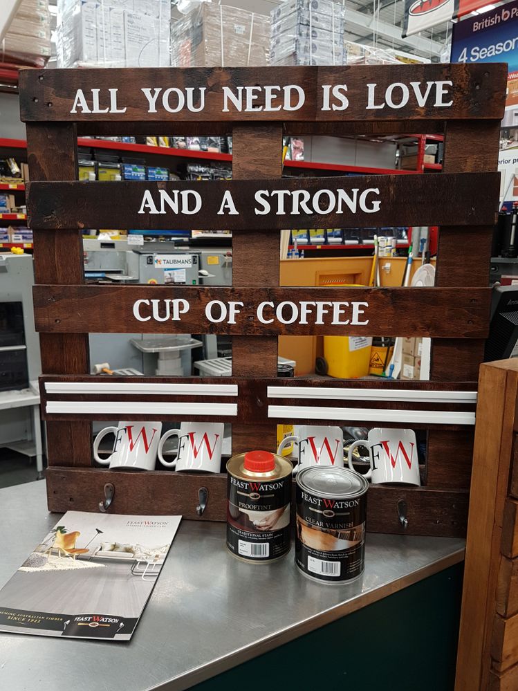 Old pallets made into a coffee station. #bunningsdiy