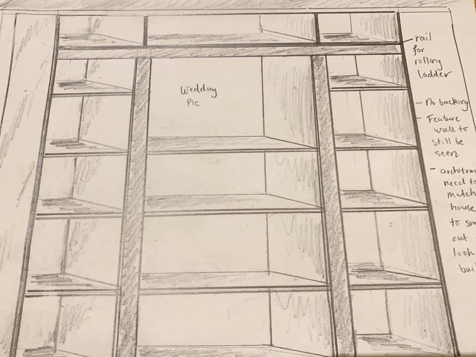 Inbuilt wall shelves with ladder Bunnings community