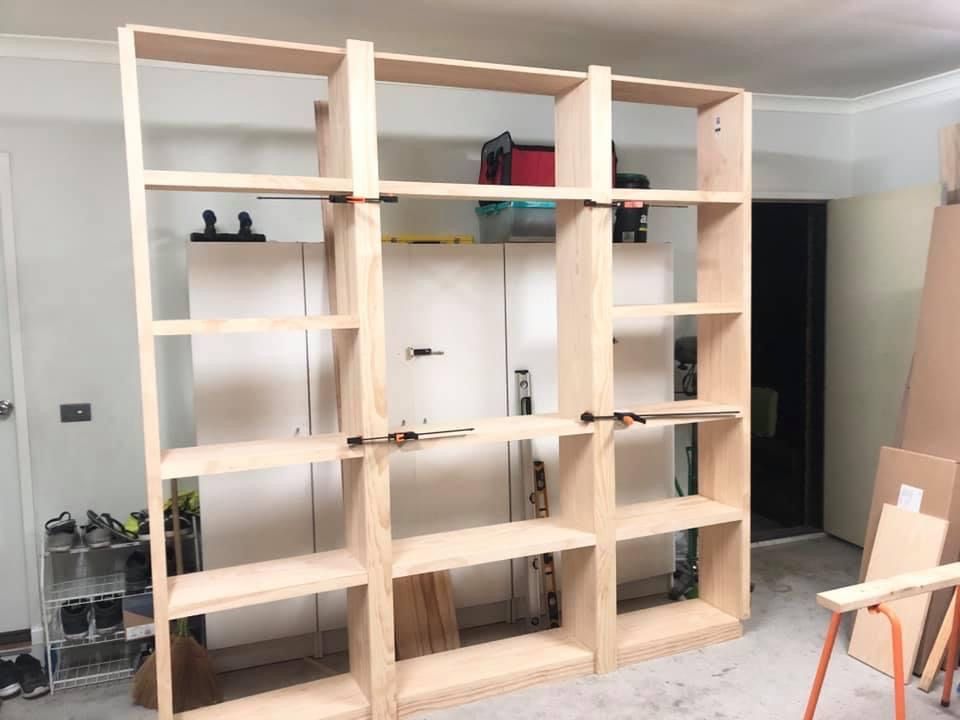 Inbuilt wall shelves with ladder Bunnings community
