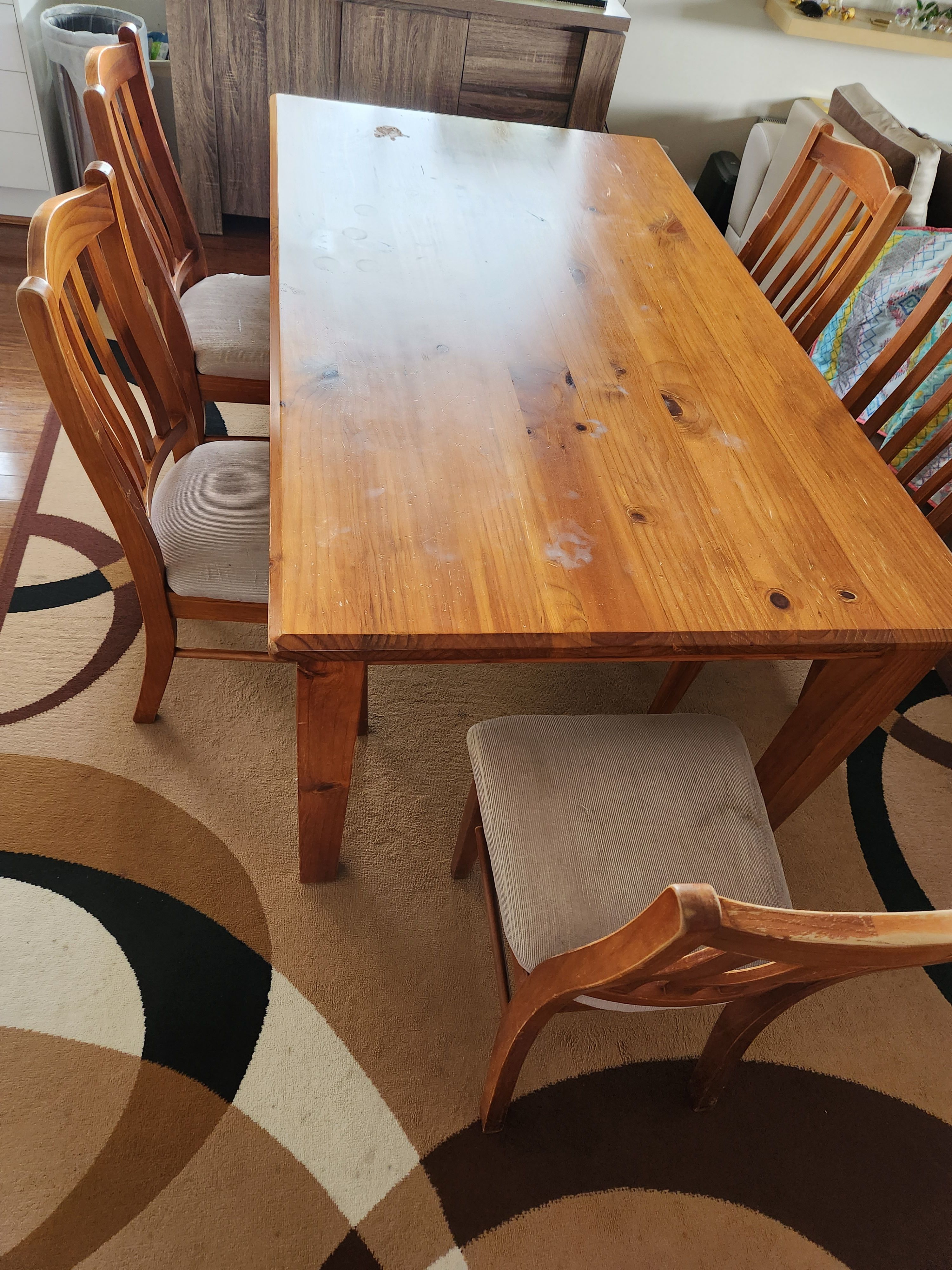 Upcycled wood dining table & chairs Bunnings community