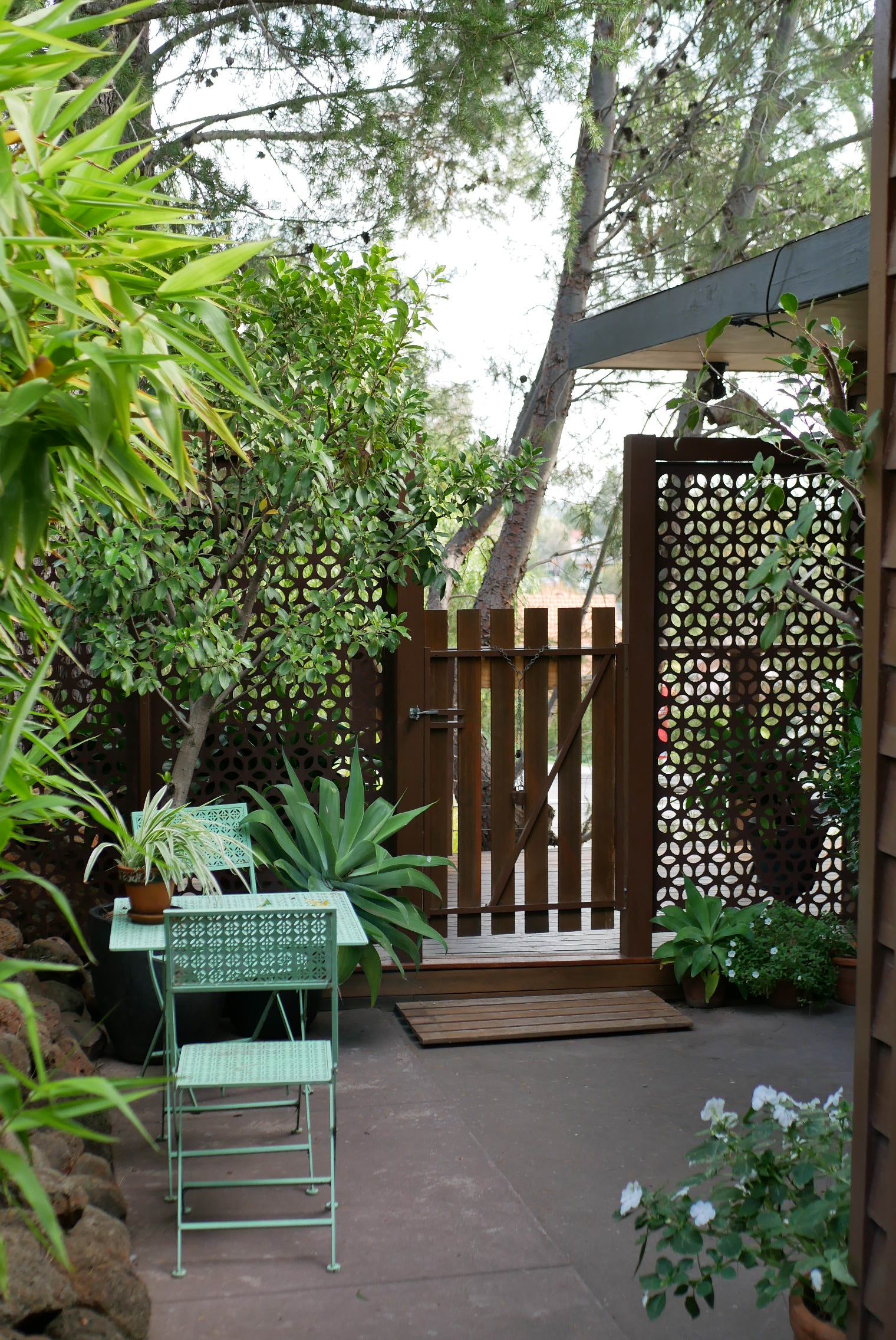 Courtyard privacy screen and gate Bunnings community