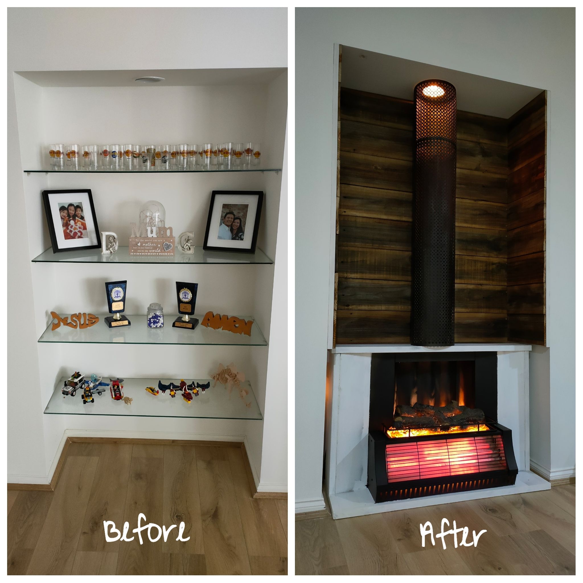 Rustic fireplace corner Bunnings community