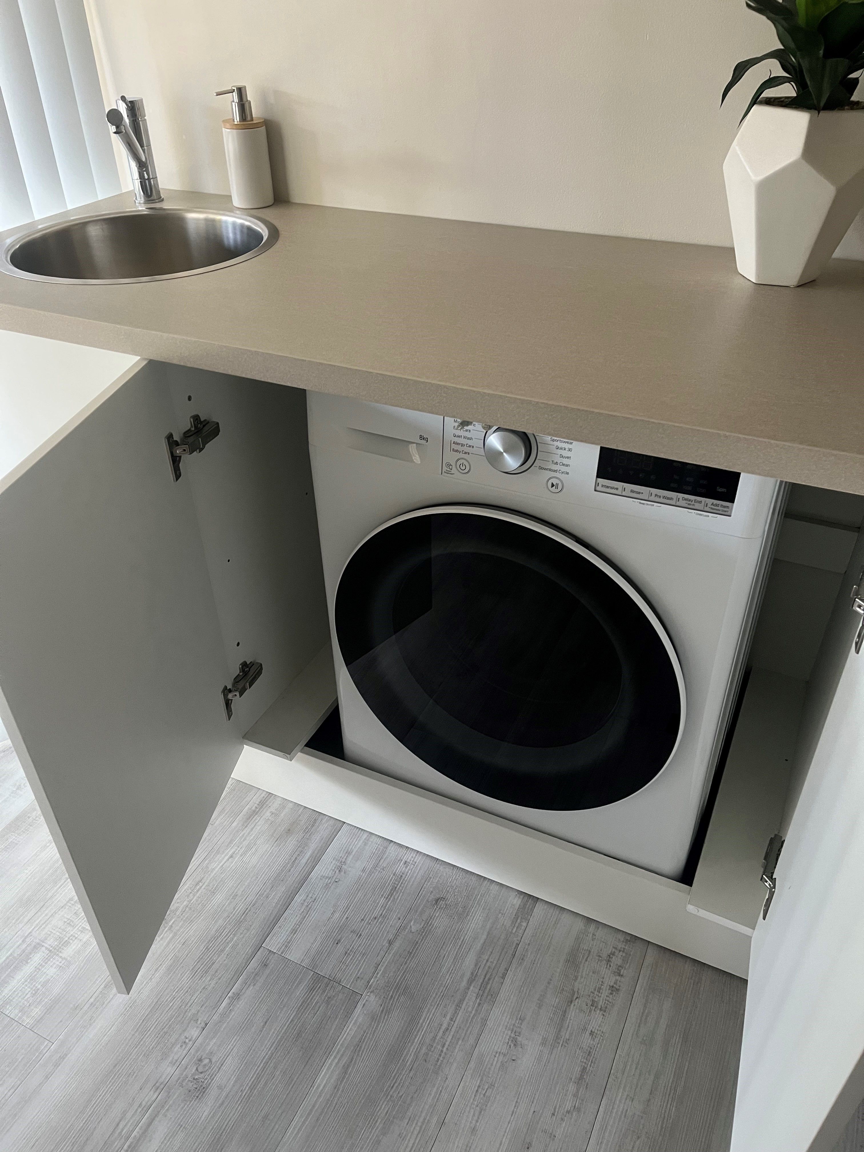 Laundry makeover with hidden washing mac... Bunnings community