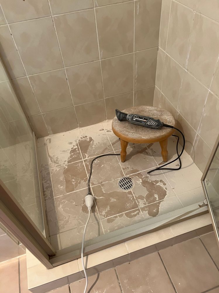 Removing grout in the shower