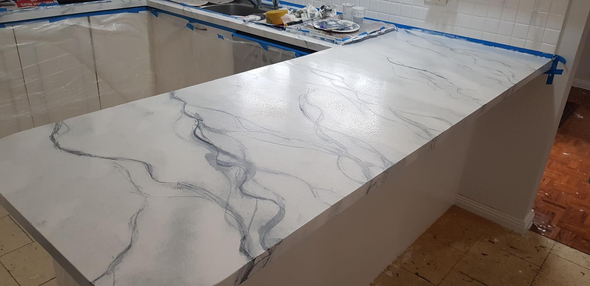 Marblelook benchtop using paint Bunnings community