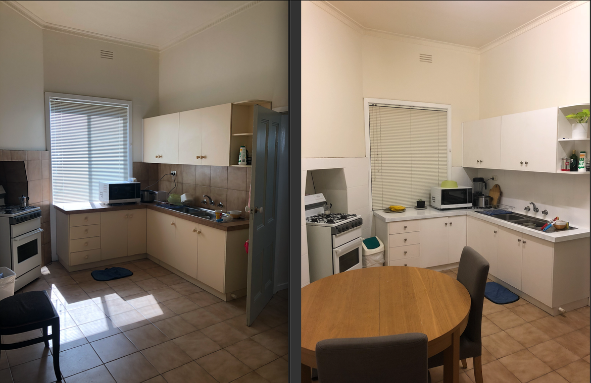 Clearly the base cabinets could do with a few more coats..