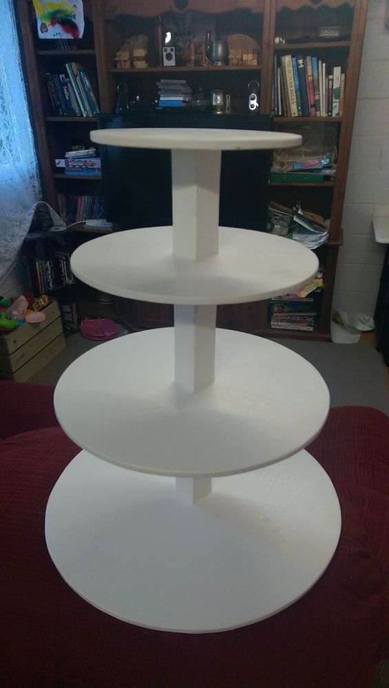 Four tiered display stand ready for Christmas. Just needs tinsel, lights and ornaments.