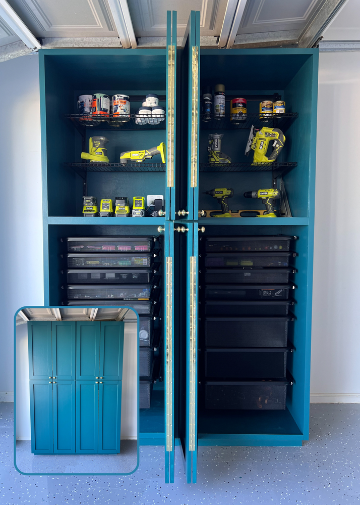 Built-in garage workshop storage with bi