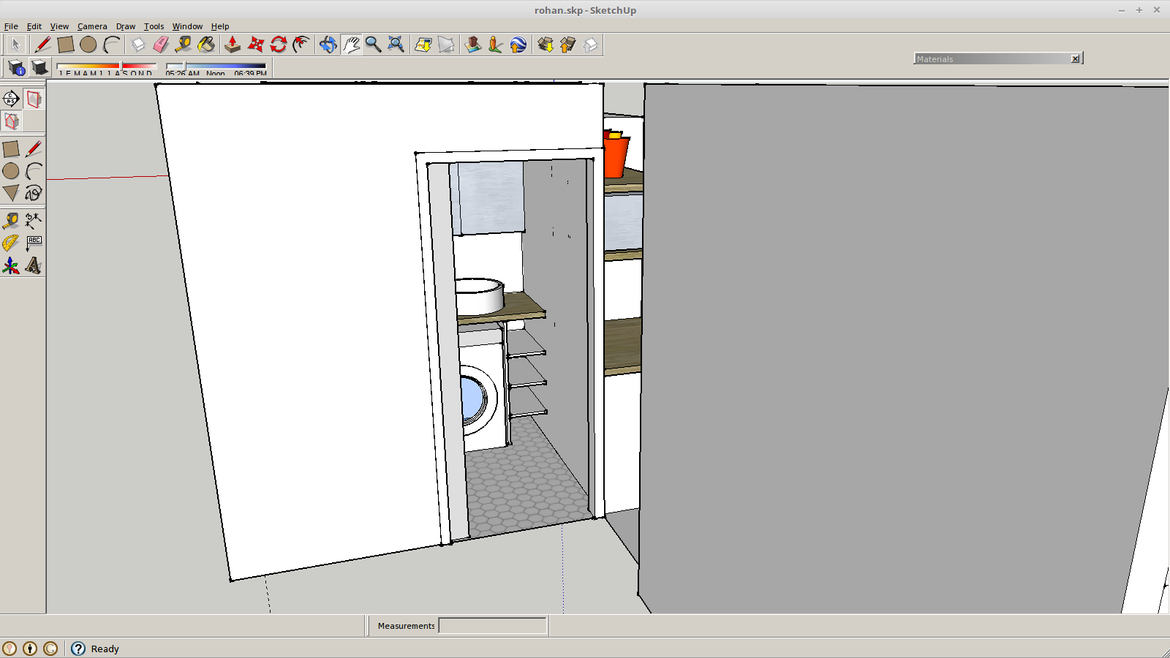 Here is the view from outside going in with the sliding door visible.