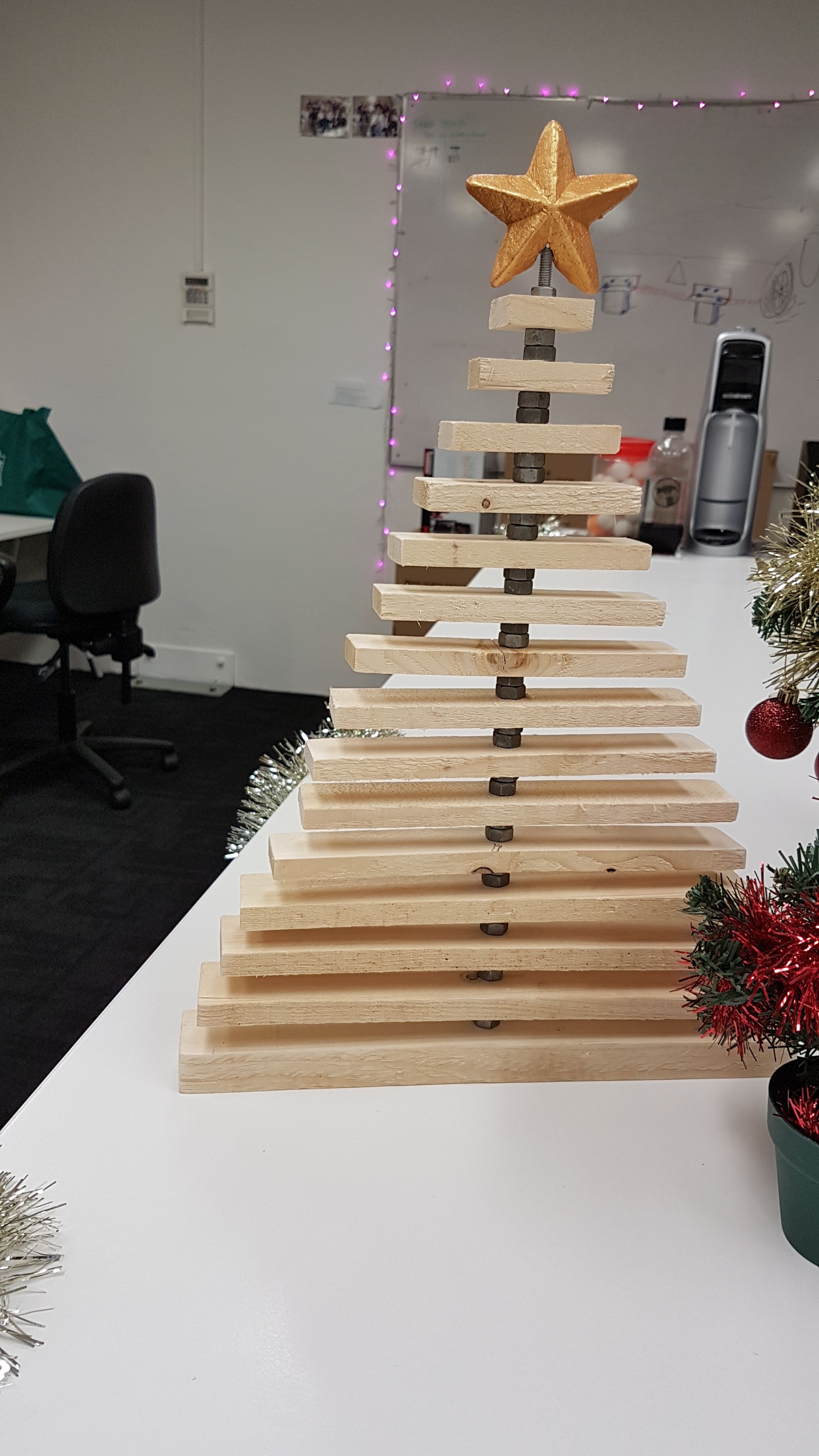 Recycled wood desktop Christmas tree Bunnings community