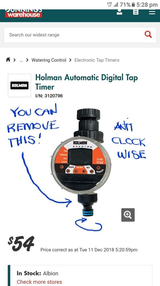 The garden nipple can be taken off.