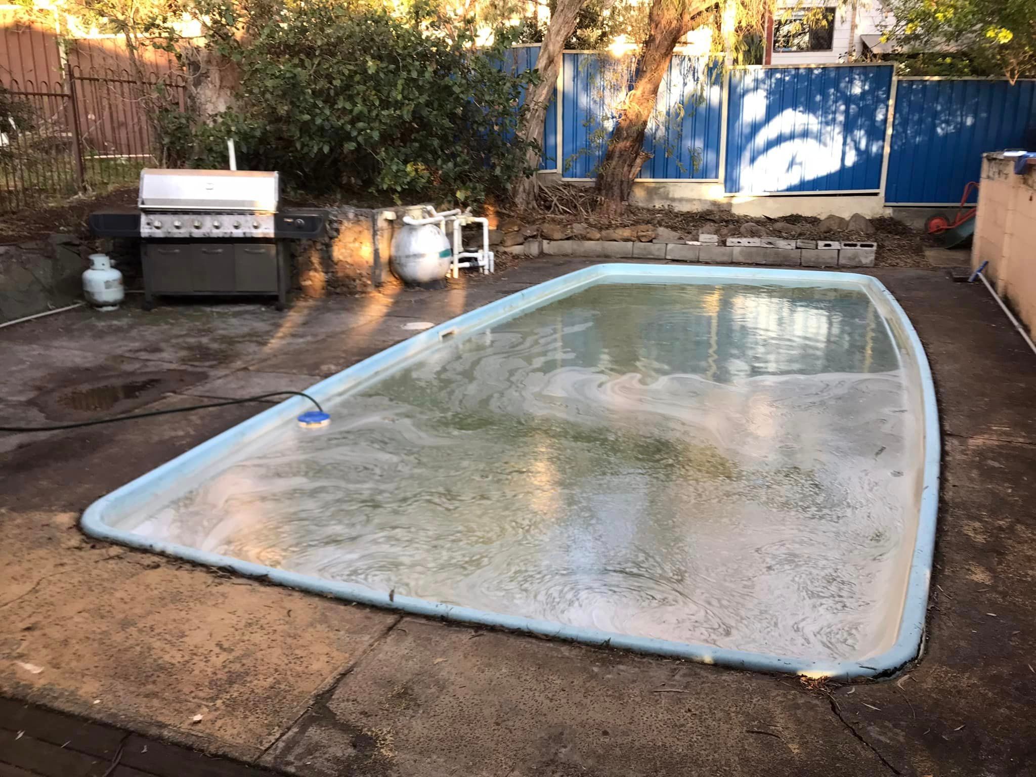 Clean pool of dark green algae Bunnings community