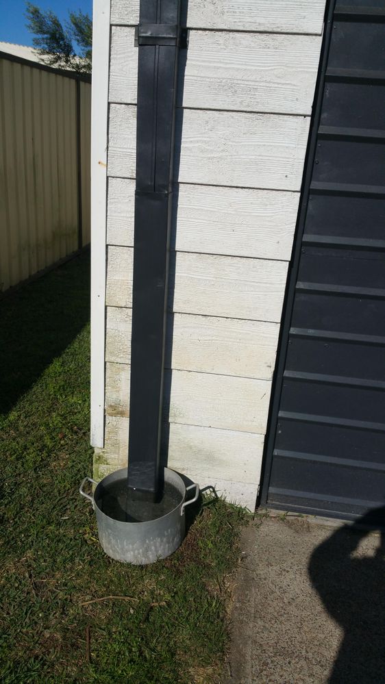 Shed guttering completely rusted out and had nowhere to go anyway so now it fills a dogbowl
