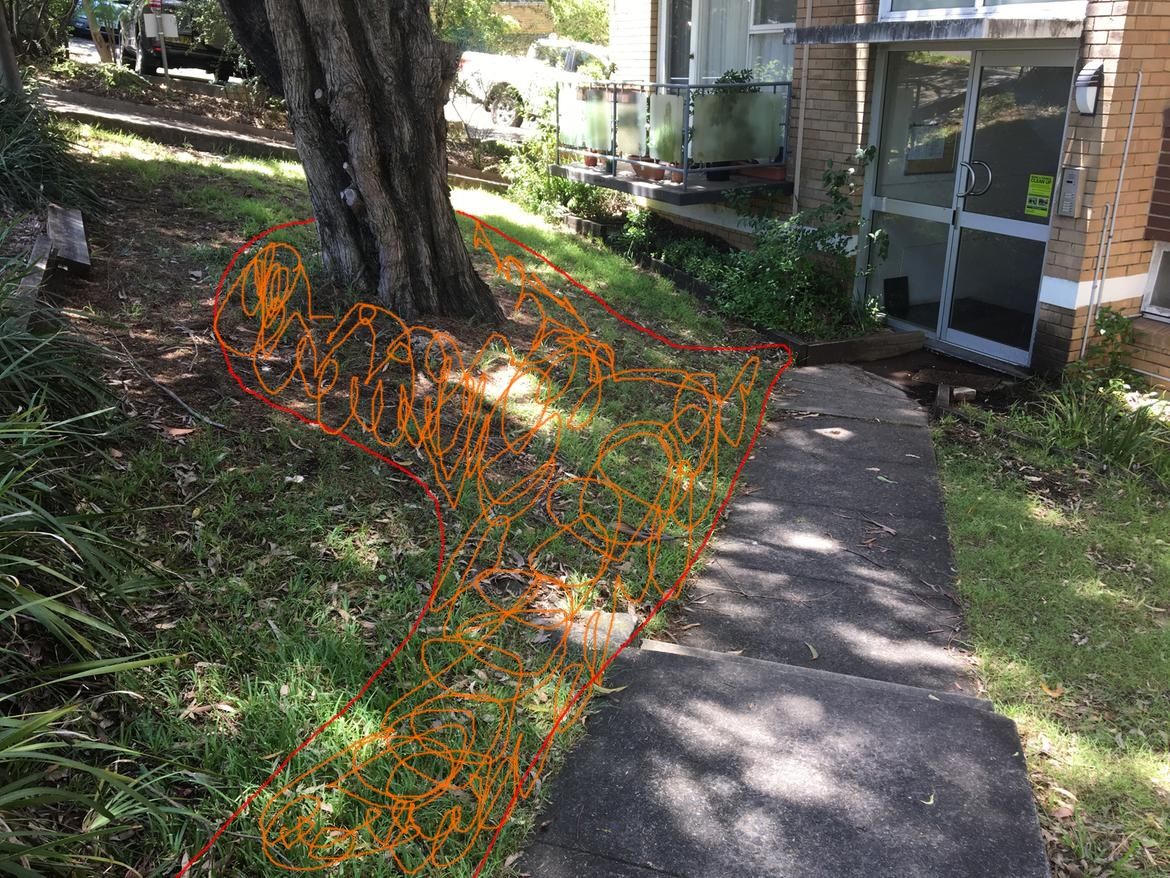 red=edging, orange=gravel