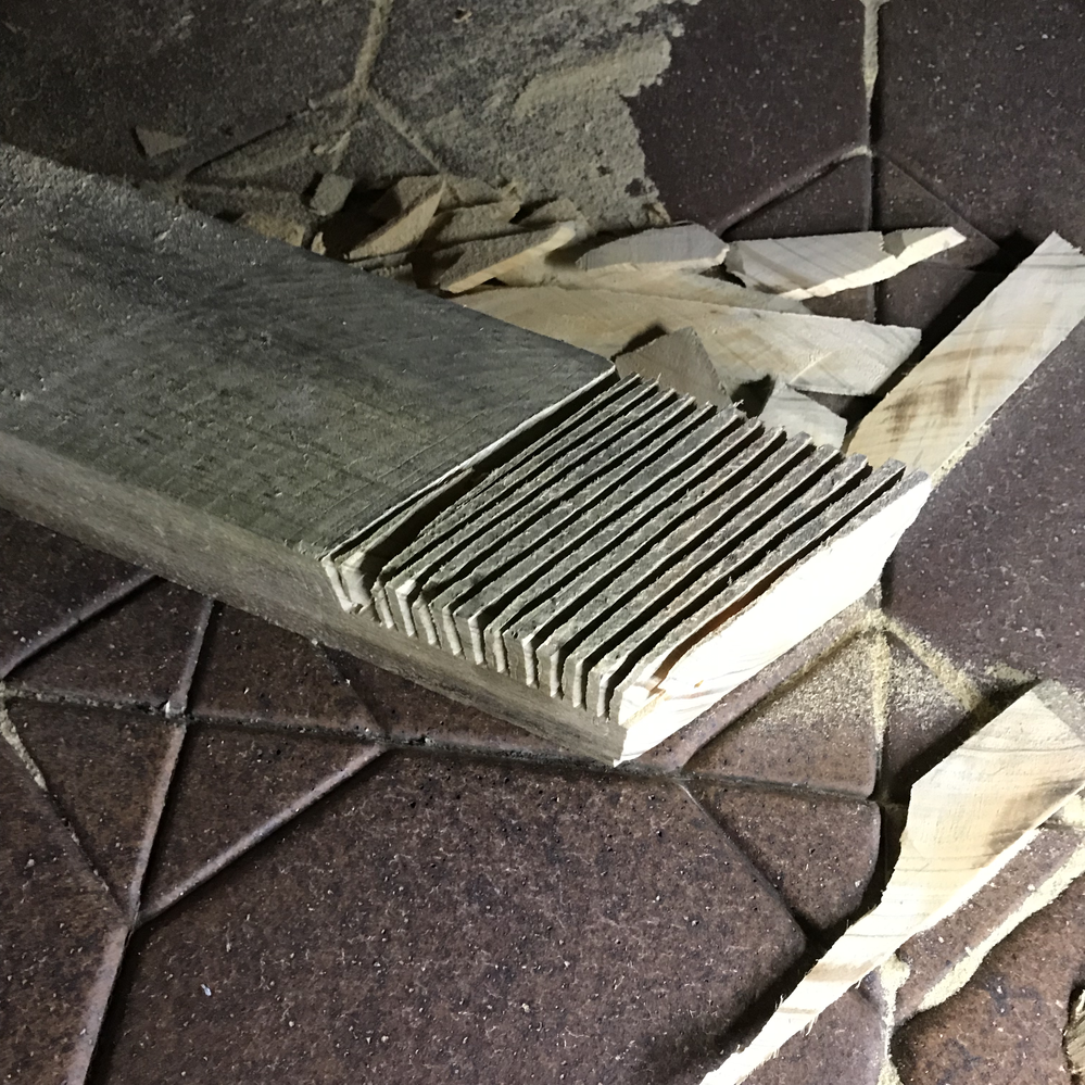 Wearing goggles and mask against the dust