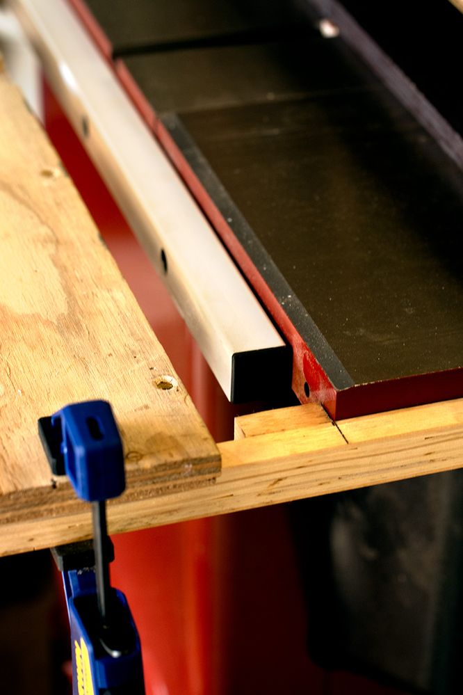 Positioning guide. Has been glued and brad nailed here. Has since been screwed. I haven't.