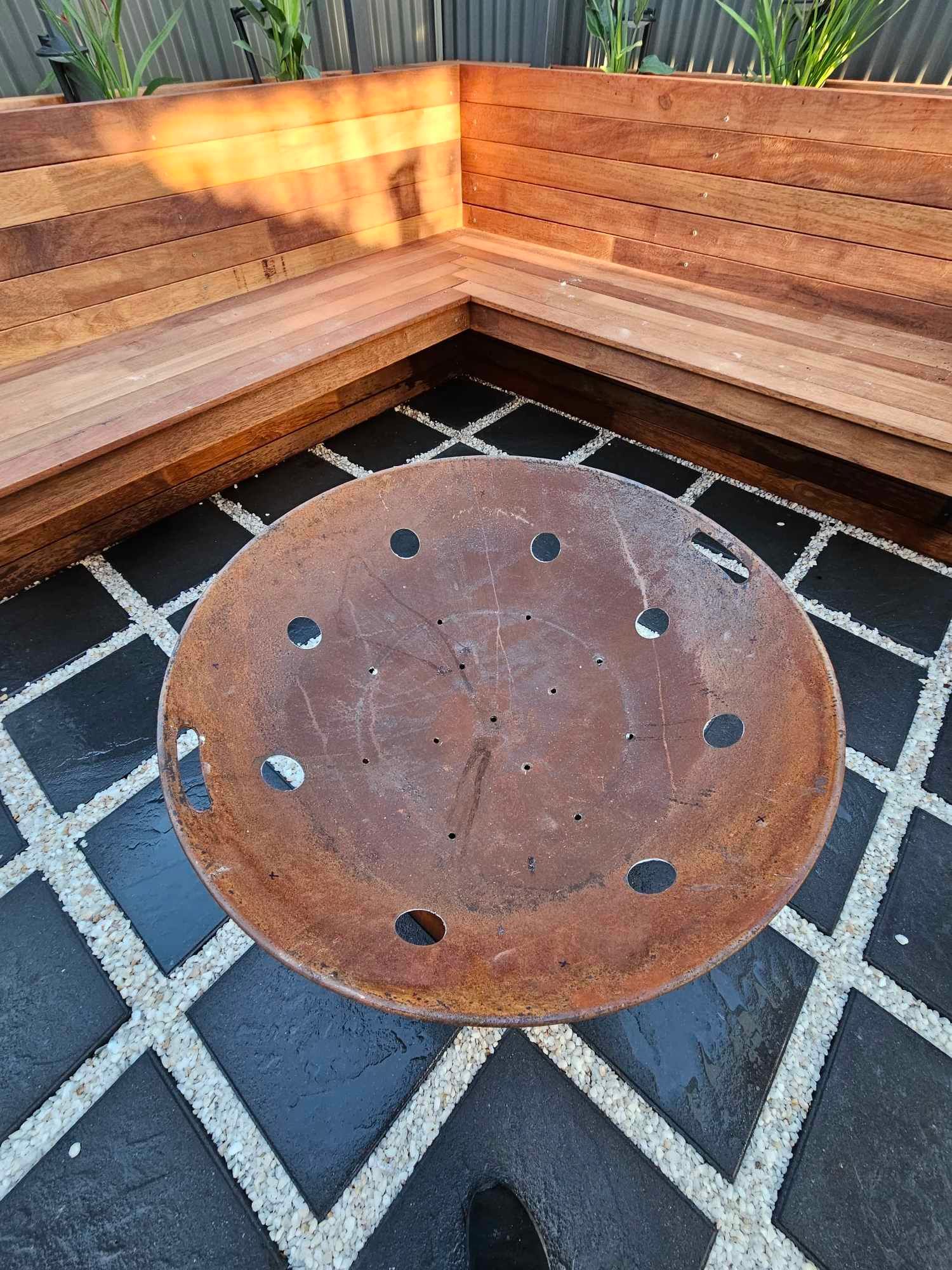 Outdoor entertaining area with fire pit Bunnings community