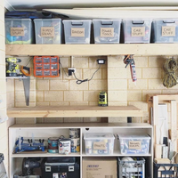 Garage workbench and shelves