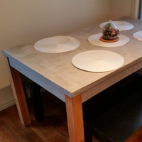 Upcycled table with concrete top