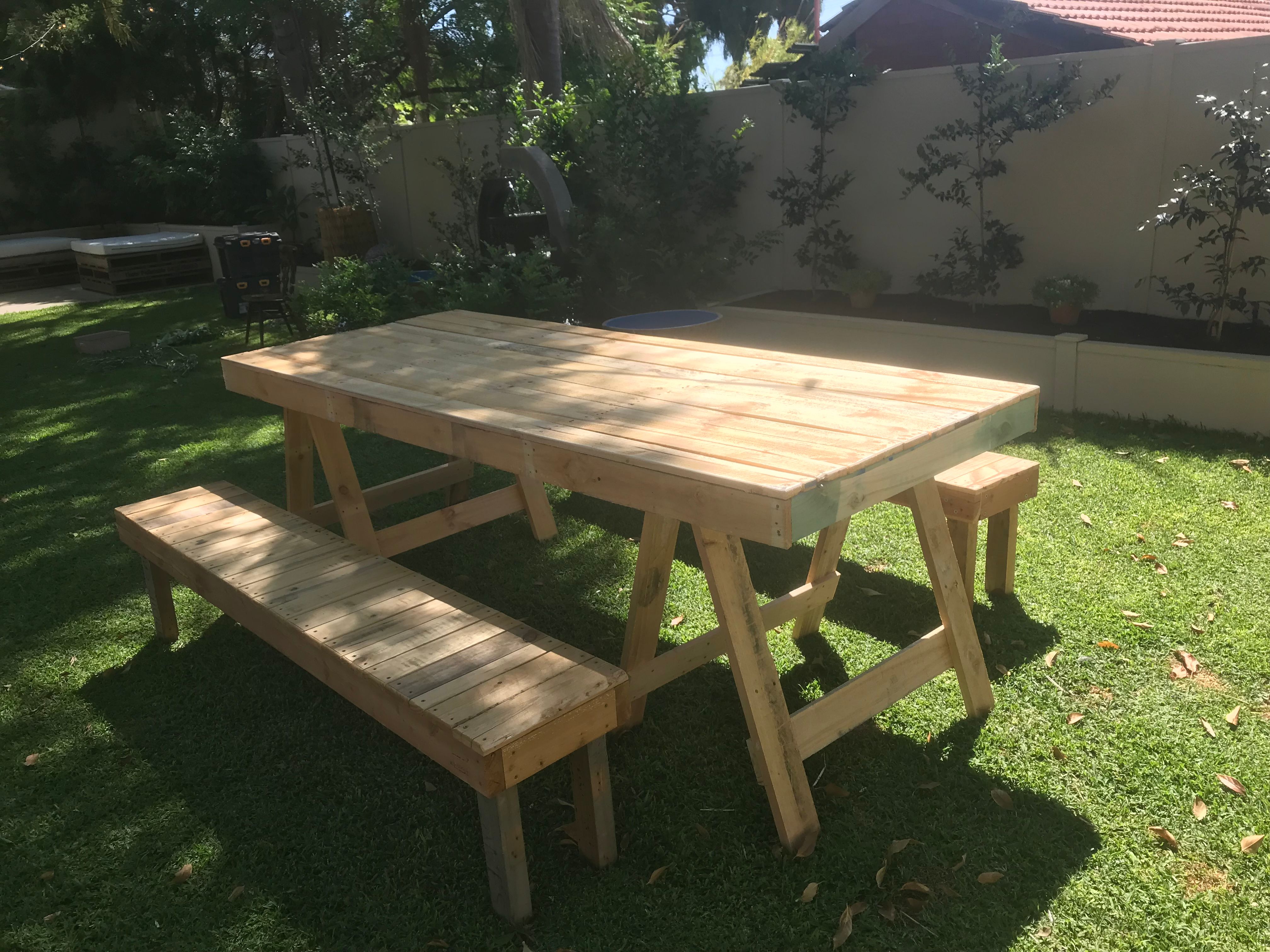 D.I.Y. table made from four pallets Bunnings community