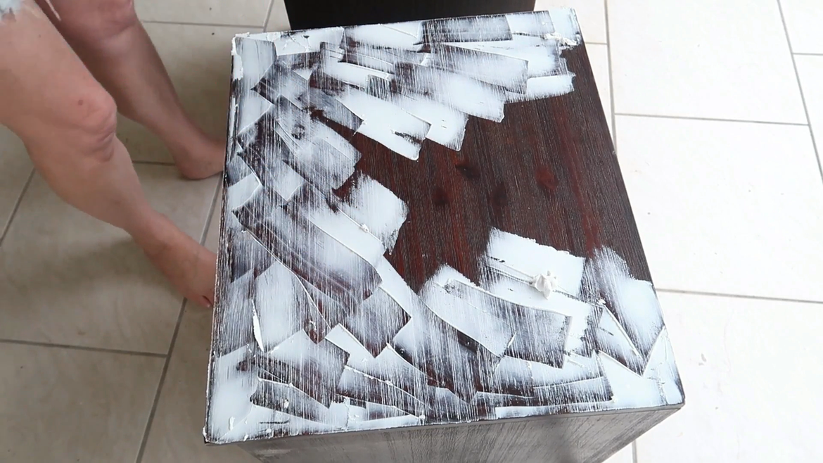 Covering the top with wood filler.