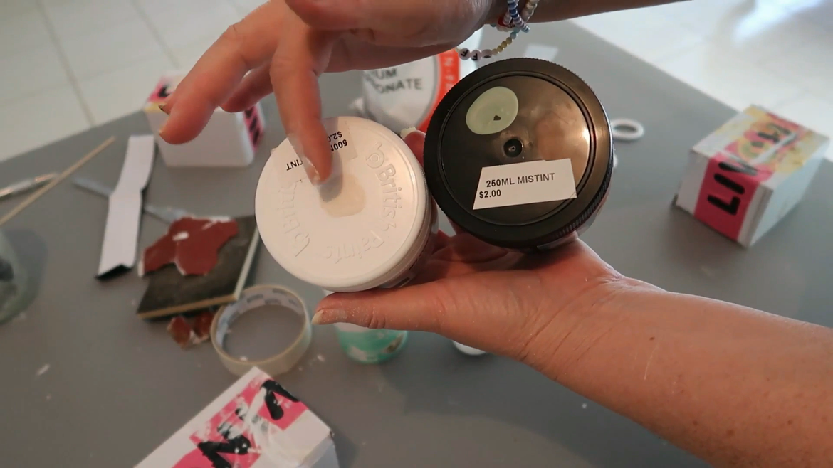 These little mistint paint pots will just do two bedside tables.