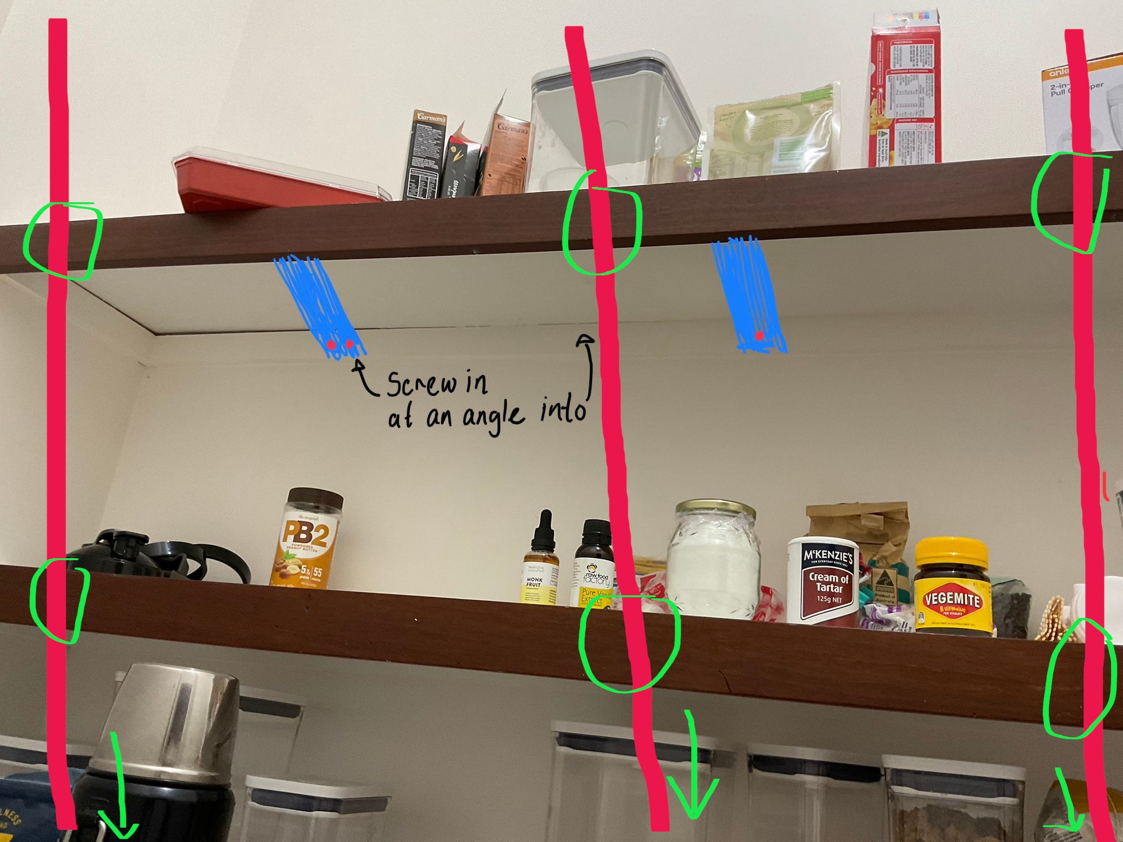 How to reinforce pantry shelves? Bunnings community