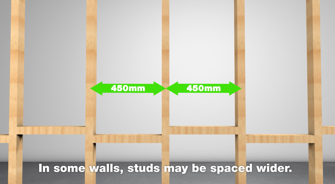 standard stud spacings internal/external metal or wood