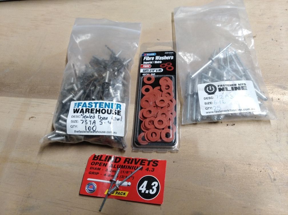 Replaced rivets and fibre washers for moving parts.