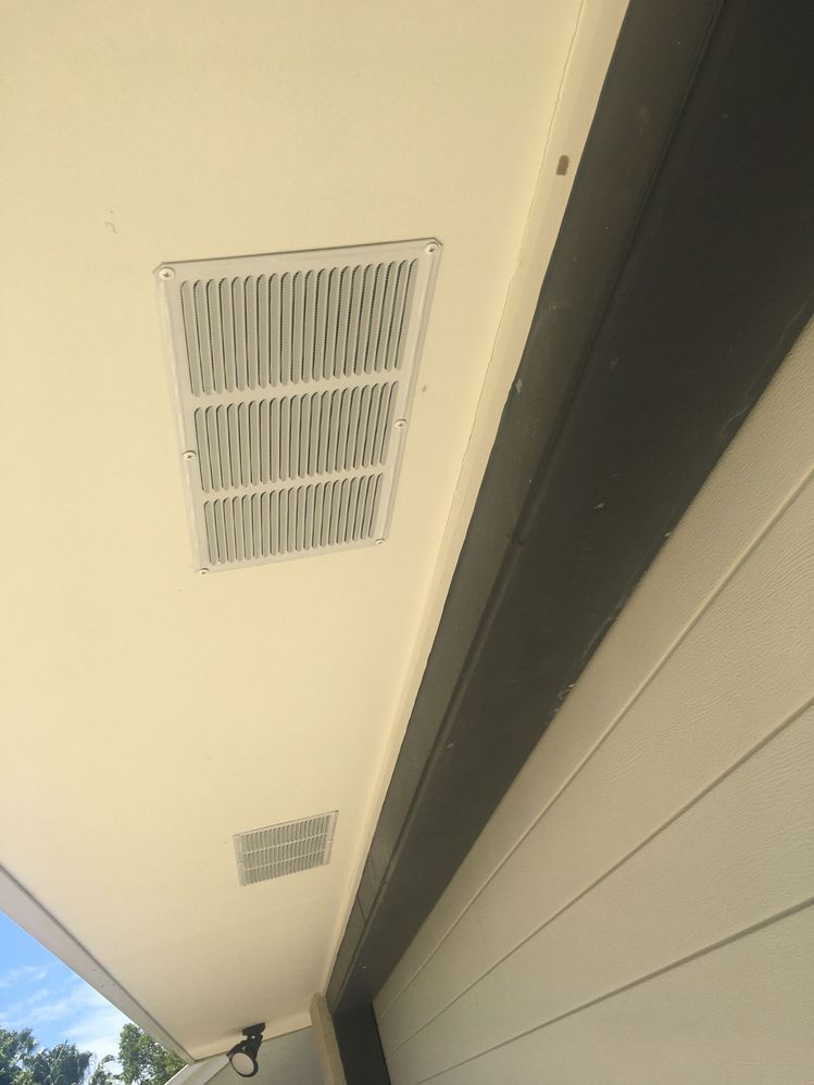 Aluminium vents in FC sheet soffit