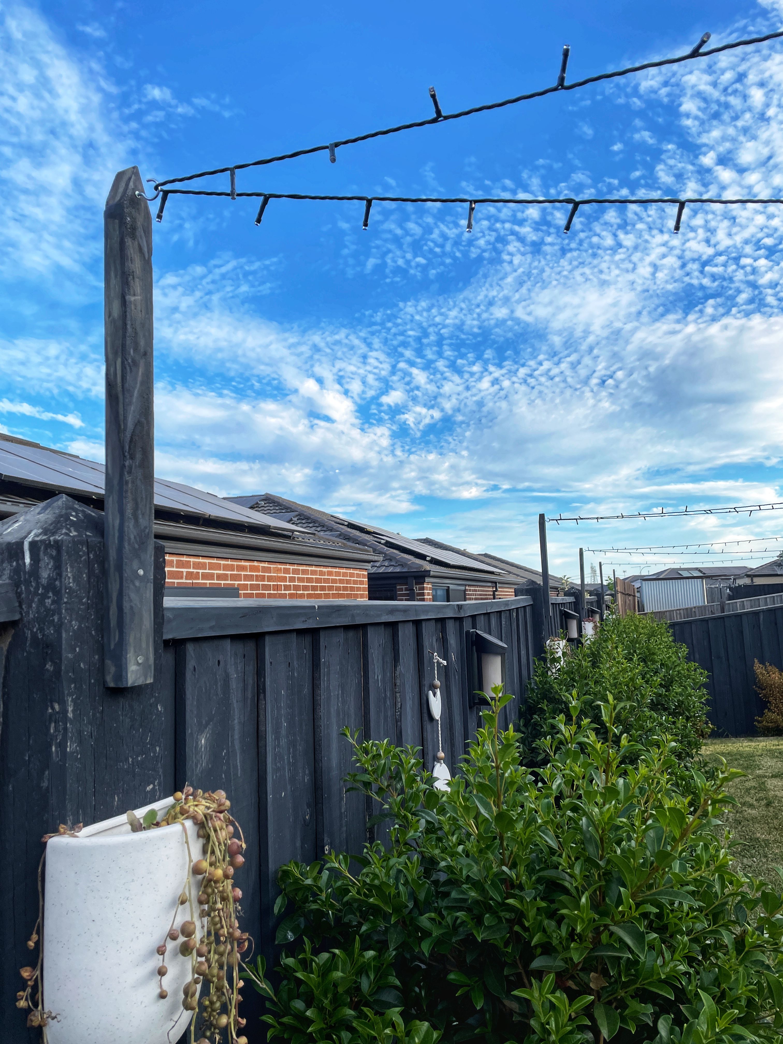 Backyard fairy lights in zigzag pattern Bunnings community