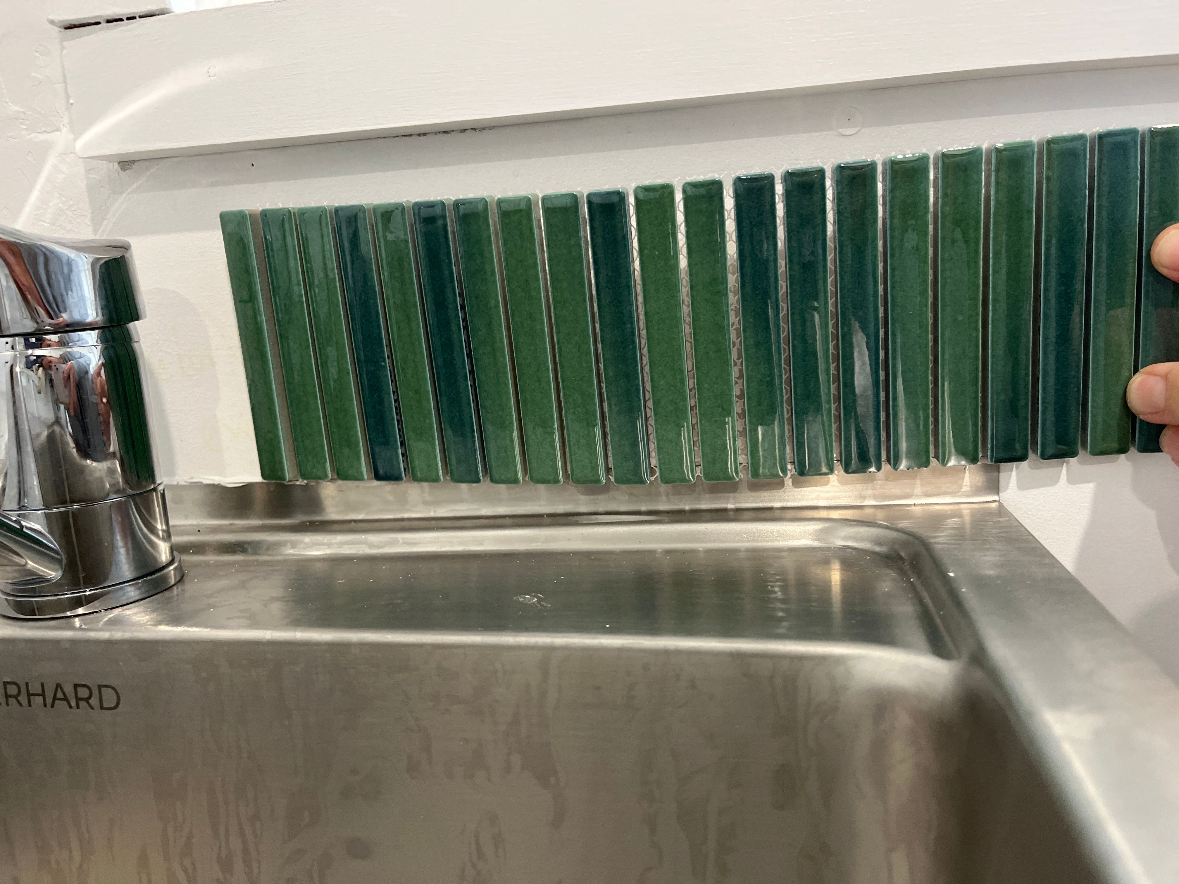 How to tile wall around a laundry trough... Bunnings community