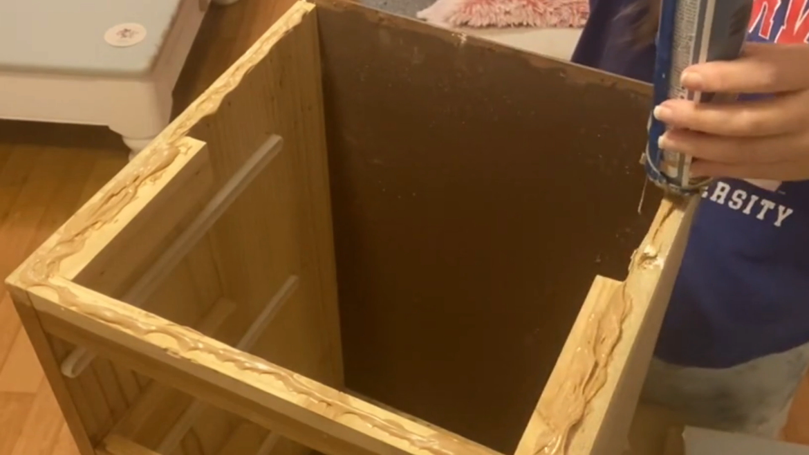 I used Maxi Nails construction adhesive to attach it to the top.