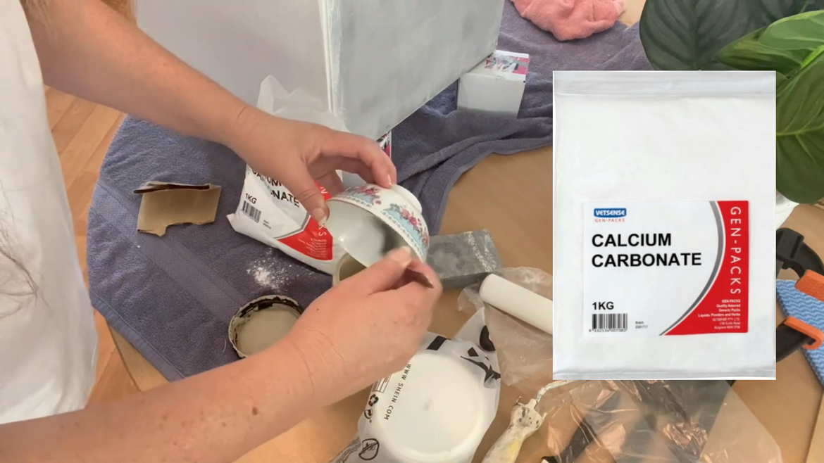 Making the chalk paint.