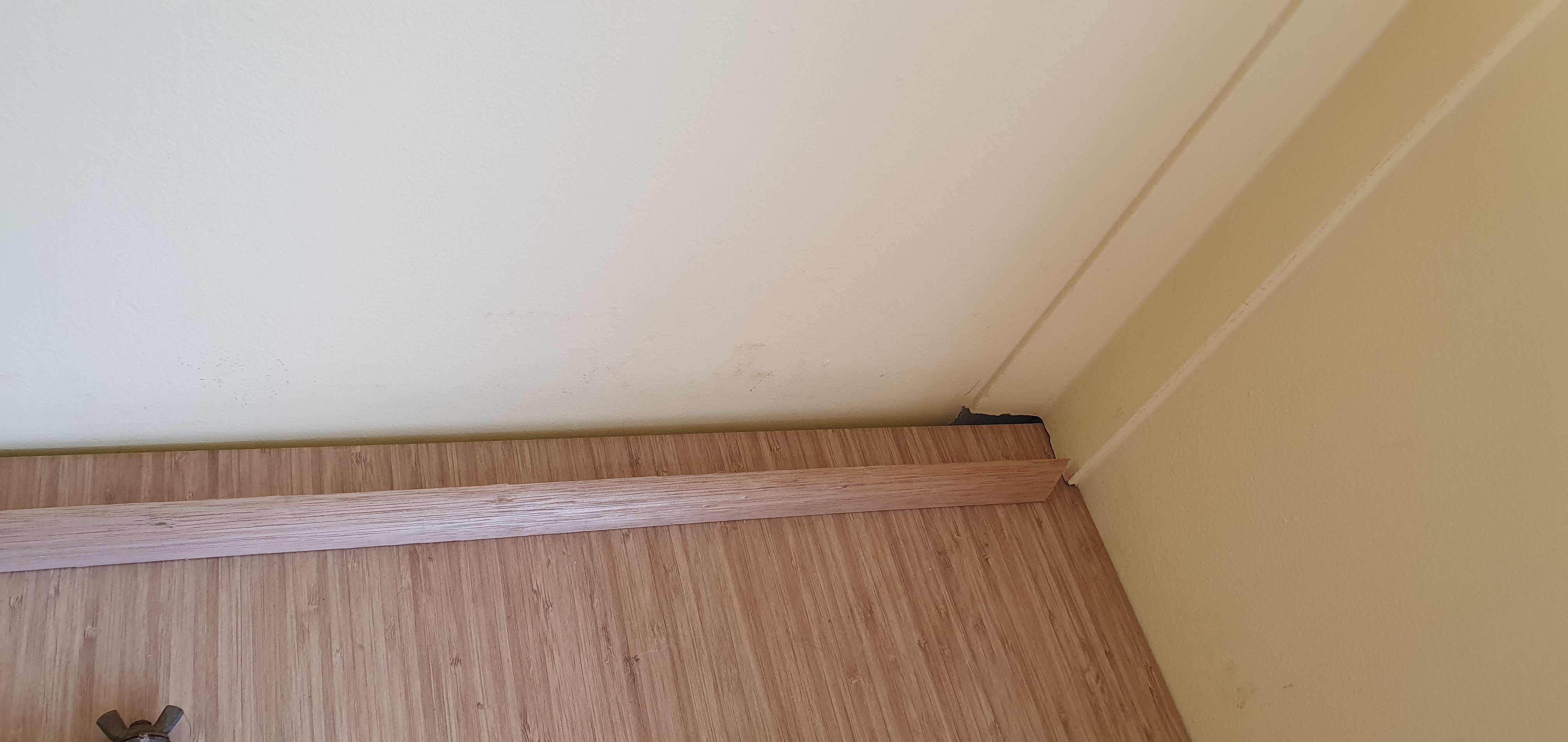 How to attach moulding to cover gap betw... Bunnings community