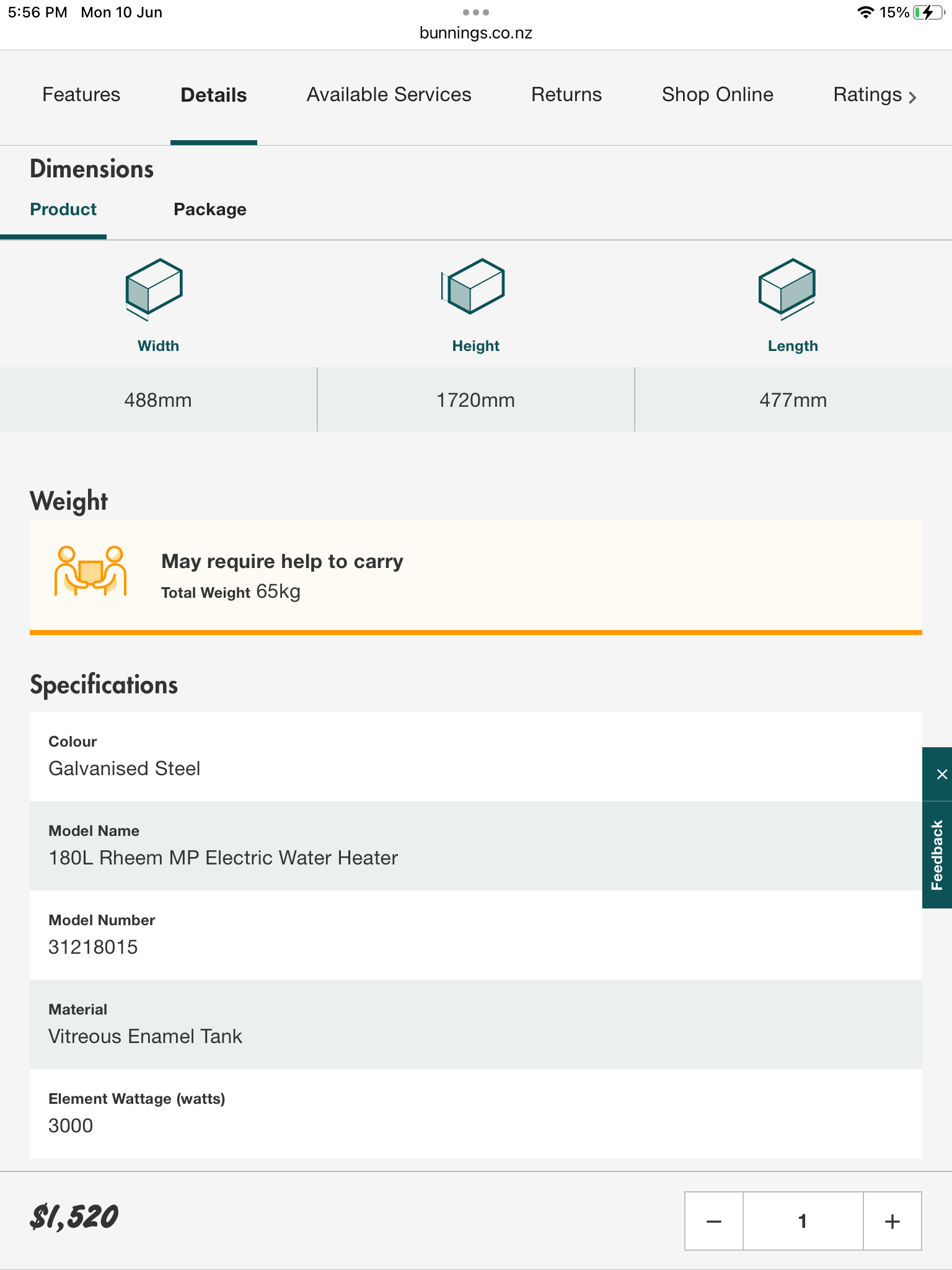 Do Bunnings hot water cylinders include Bunnings community