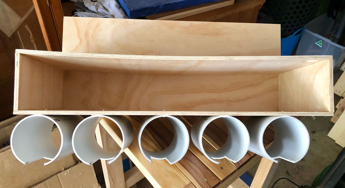 9th project -   Bunnings online plan - tool holder and battery charger bench