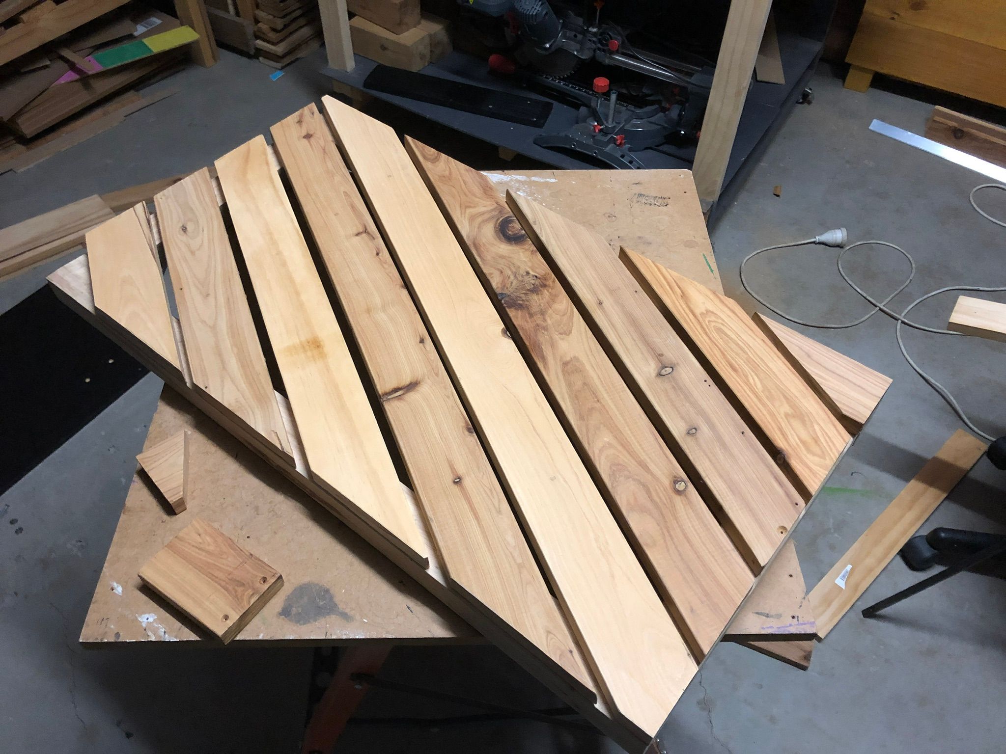 Upcycled desk and floating shelves Bunnings community