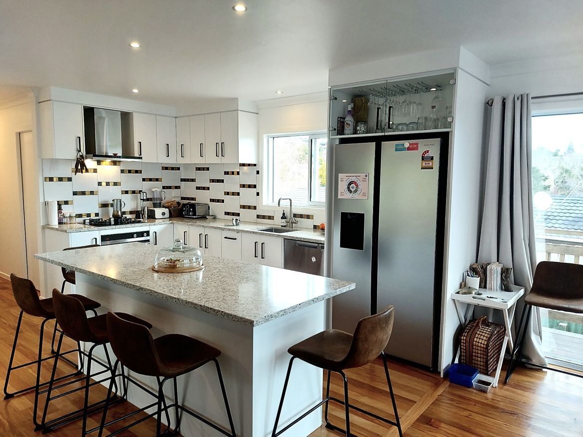 Wall removed, allowed for more storage and counter space