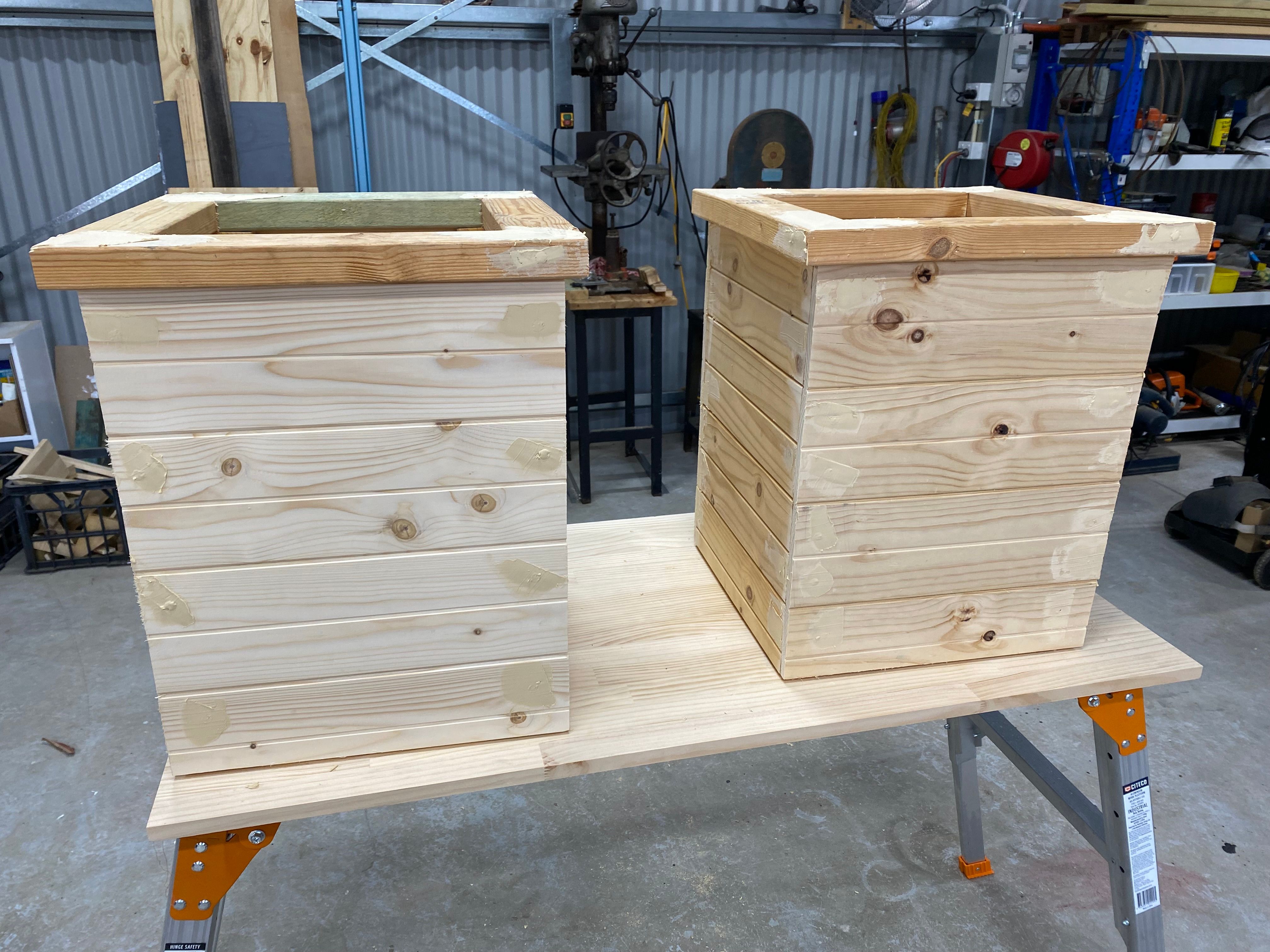DIY outdoor bench seat with planters Bunnings community